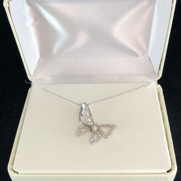 St Silver Crystal Butterfly Pendant Necklace NWT $175 - Picture 3 of 8